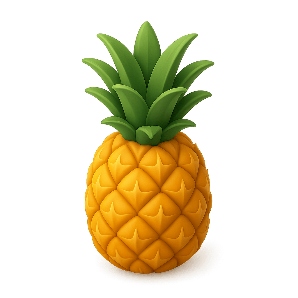 Whole and sliced pineapple for kids learning